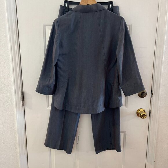 Lafayette 148 Woman's Career Blue Iridescent Metallic Linen Blazer Set Sz 6 - Picture 6 of 16